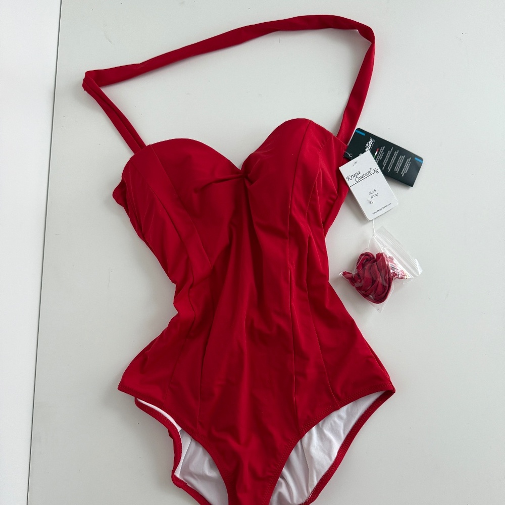 NWT Italian Krupa Couture One Piece Bathing Suit Sz 6 / B Cup